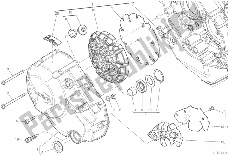 Alle onderdelen voor de Koppelingsdeksel van de Ducati Diavel 1260 Thailand 2020
